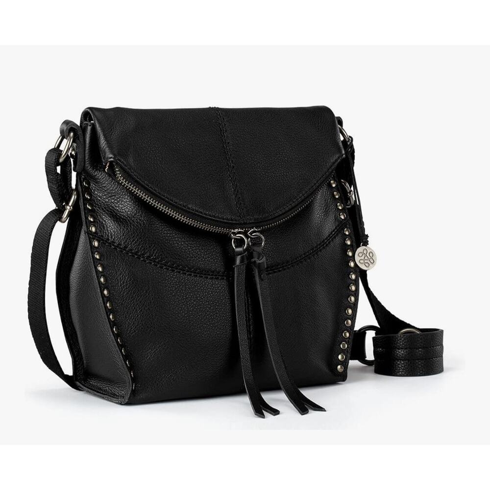 The Sak Black Leather Silverlake Crossbody Bag Zip Pockets **missing Hang tag** - Picture 4 of 16
